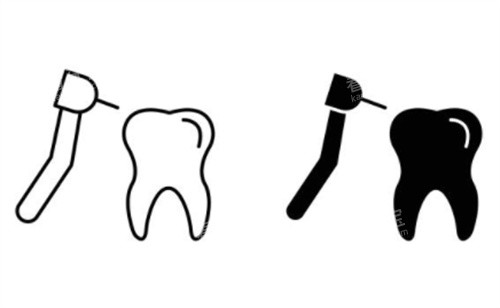 黑白牙齿和牙钻示意图 黑白牙齿和牙钻示意图